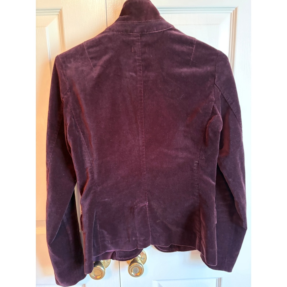 Vintage J.Crew Burgundy Velveteen Blazer Jacket XS 1990s Cotton Velvet Plum - Picture 5 of 5